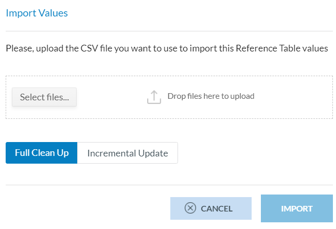 Import values to a Reference Table