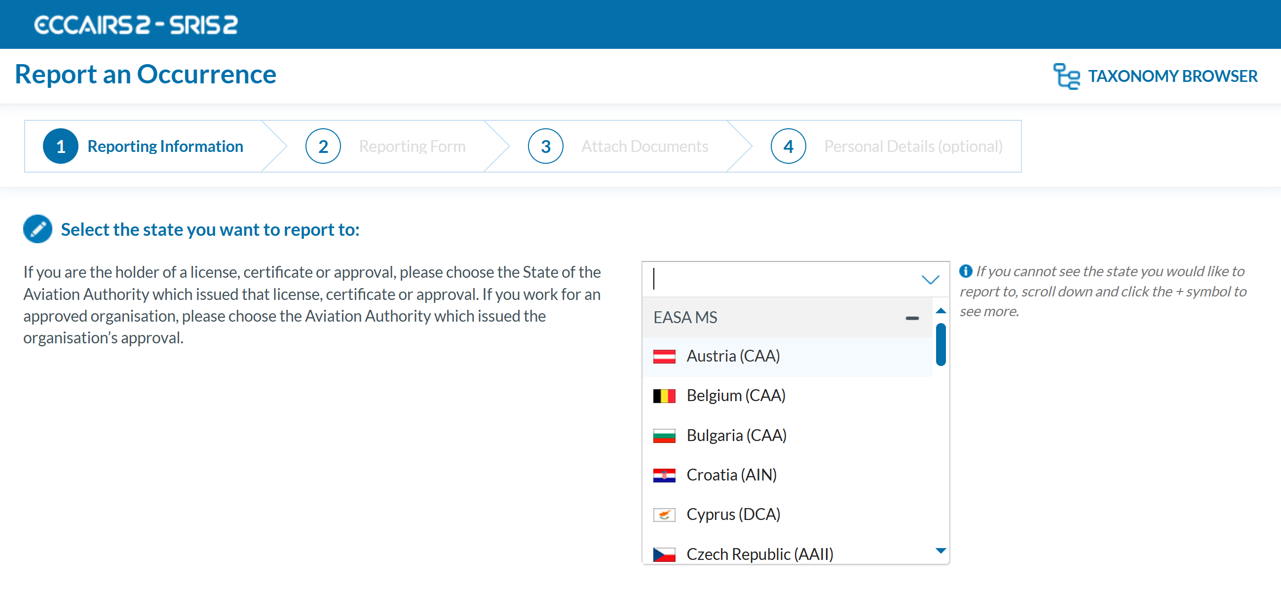 Report an occ without registration