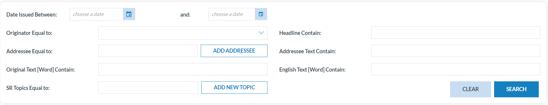 advance filters panel