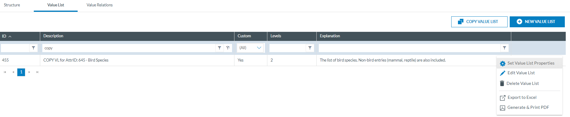 ECCAIRS 2 Central Hub | Manage Value lists